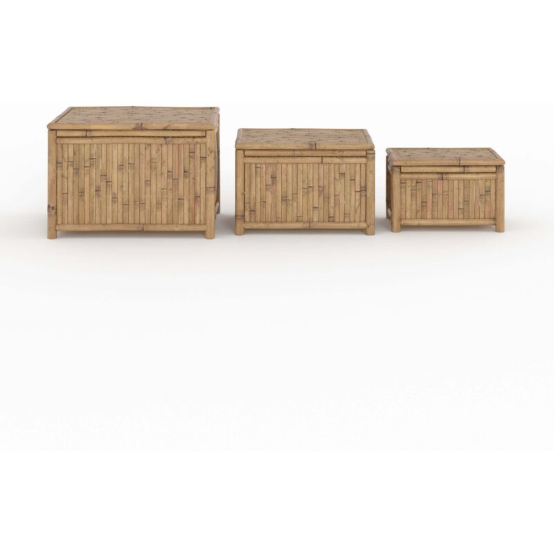 Lot de 3 coffres de jardin en bambou - vadella