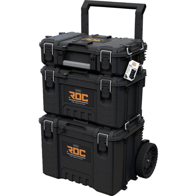 Système d'outils roc pro Gear Keter 3 pièces (chariot à outils, valise à outils et boîte à outils)