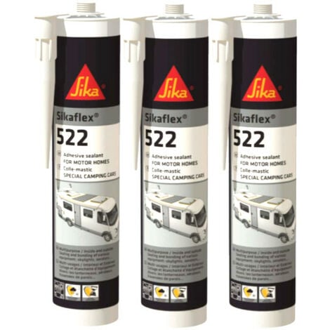 Lot de 3 Colles mastic SIKA Sikaflex 522 Caravan - Blanc - 300ml