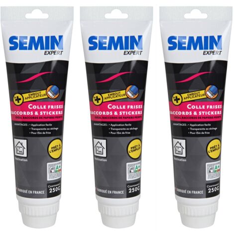 Lot de 3 colles pour stickers, frises et raccords Semin - tube de 250 g