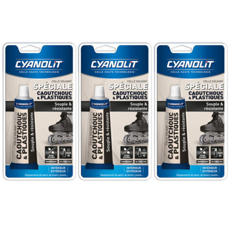 Lot de 3 Colles spécial Caoutchouc & Plastiques 50ml CYANOLIT