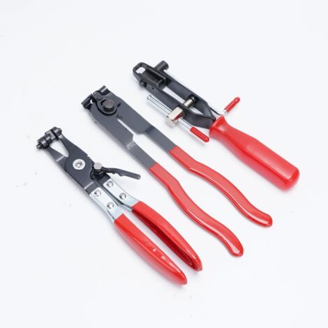 Lot de 3 colliers de serrage rouges CV et colliers de serrage à bande plate pivotante - Kit d'assortiment de colliers de serrage pour bottes d'oreille de voiture - Pince de verrouillage de