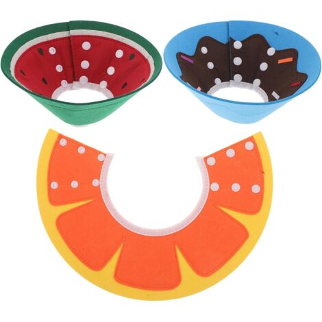 Lot de 3 Colliers Élisabéthains Ajustables pour Animaux Postopératoire Doux Plastique Souple Taille M Couleurs Pastèque Donut Orange