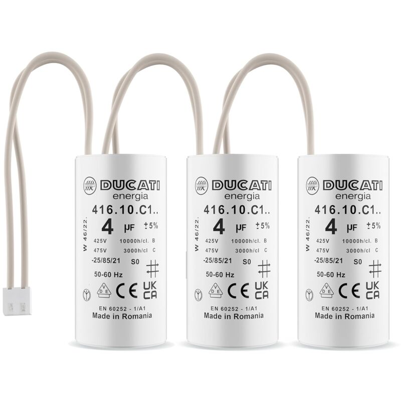 Lot de 3 Condensateurs 4 uF pour Moteur de Volet Roulant Bubendorff Durée de Vie 10 000 Heures Condensateur Cylindrique Ducati