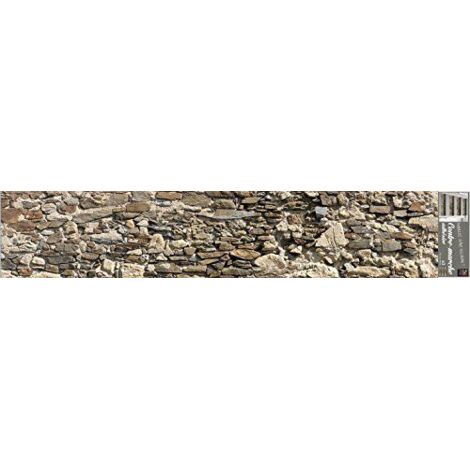Lot de 3 contremarches adhésives autocollantes 19,5 x 100 cm – Motif briques vieilles pierres – Fabrication française – Décor mural repositionnable – Plage