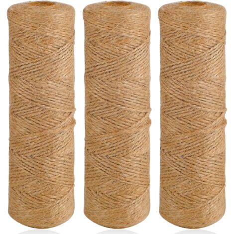 Lot de 3 Cordes en Jute Naturel 1,5 mm 300 m pour Jardin et Bricolage Décoration
