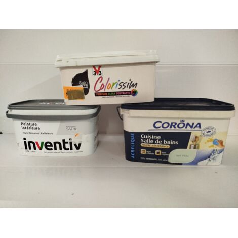 Lot de 3 - CORONA V33 INVENTIV - Peintures intérieures - Satin et Velours - Haute résistance et lessivable - Voir photos