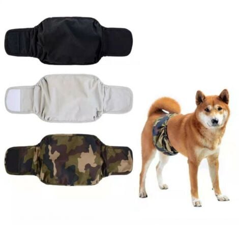 Lot de 3 Couche Chien Male Lavable - Bandes réutilisables pour Chiens (S)
