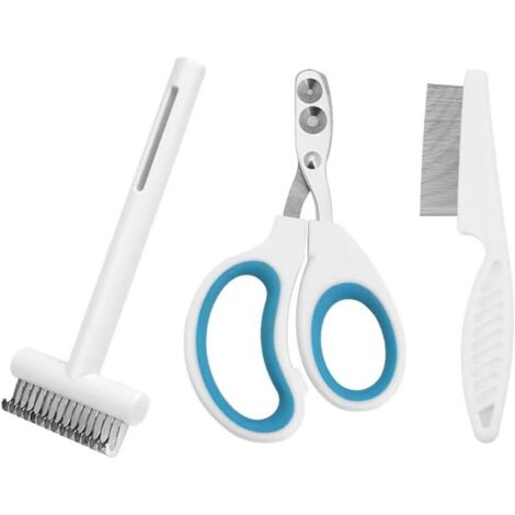 Lot de 3 coupe-ongles pour chat, acier inoxydable, peigne ouvert, peigne à puces, soin domicile