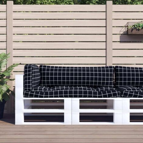 Lot de 3 Coussins de palette Coussin Déco confort motif à carreaux noir tissu Oxford 99076