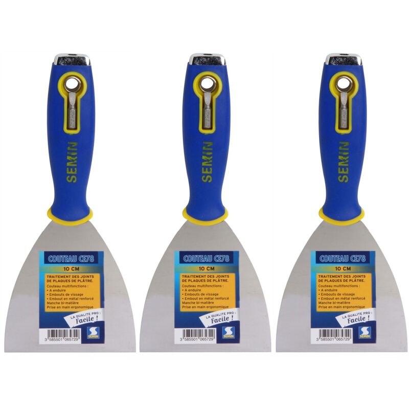 Lot de 3 couteaux à enduire multifonctions Semin ce 78 - 10 cm