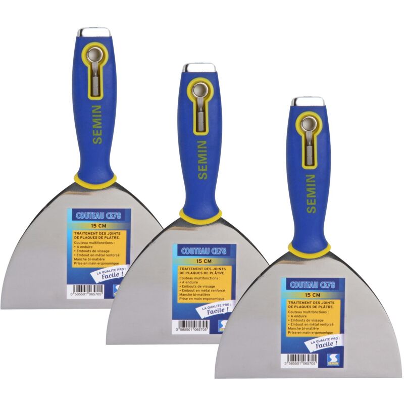 Lot de 3 couteaux à enduire multifonctions Semin ce 78 - 15 cm