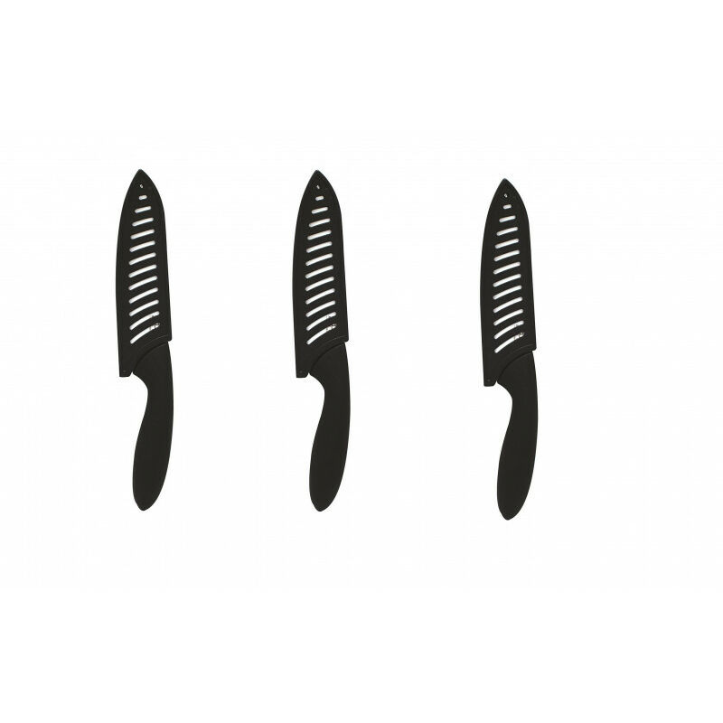 Ac-déco - Lot de 3 couteaux en céramique avec étui - 19 cm - Noir - Livraison gratuite