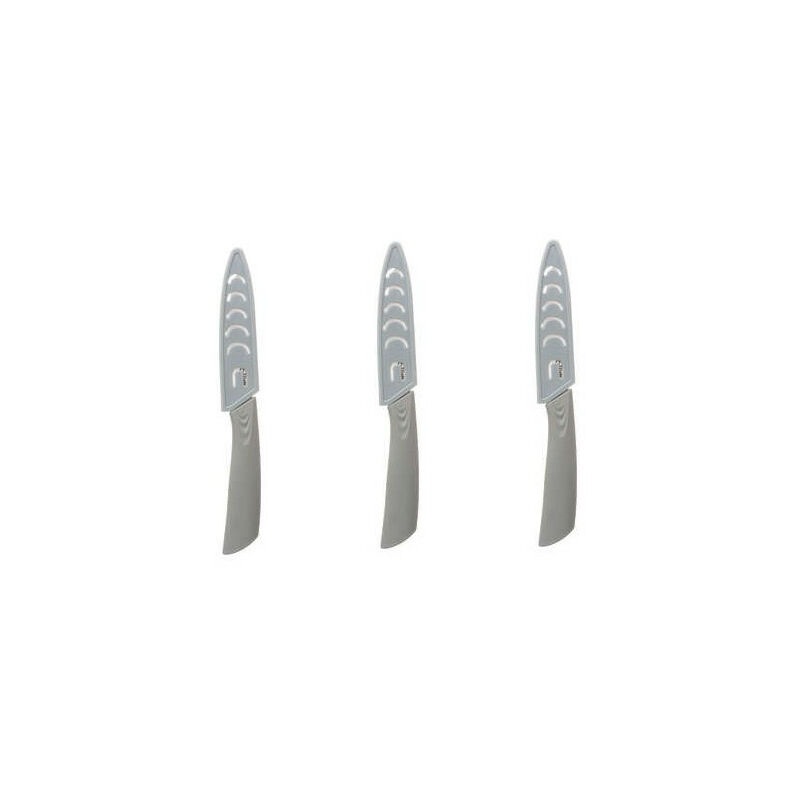 Ac-déco - Lot de 3 couteaux office en céramique zircone - 2 x 20,2 x 1,5 cm - Gris - Livraison gratuite