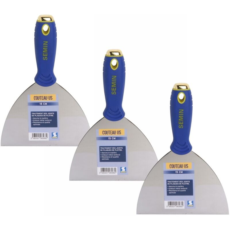 Lot de 3 couteaux us à enduire Semin 15 cm