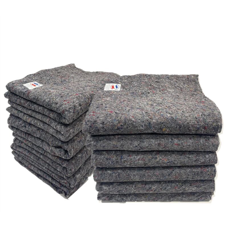 LNT - Lot de 12 Couvertures Garde Meubles France - pour Déménagement - Protection Meubles- Transport et Stockage - 150 x 200 cm - 330 g/m²