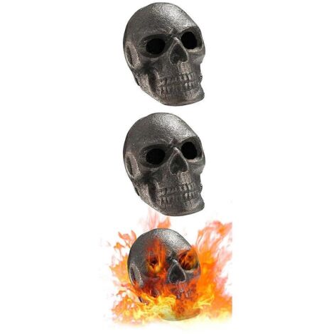 Lot de 3 crânes en lave pour foyer extérieur -