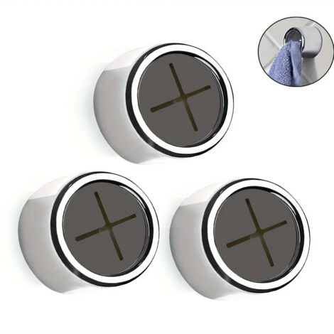 Lot de 3 crochets auto-adhésifs pour porte-serviettes, support mural rond, sans perçage, pour salle de bain, cuisine, maison, mur, placard, abri de voiture, fixation robuste