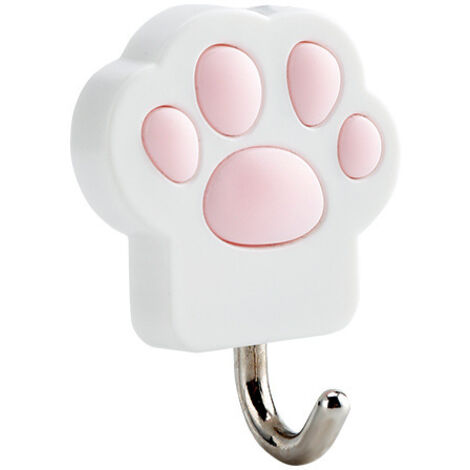 Lot de 3 crochets autocollants en forme de griffe de chat – Patère murale, sac à serviettes, porte-clés, cuillère de cuisine, spatule de salle de bain, salon, porte de plafond（Blanc）