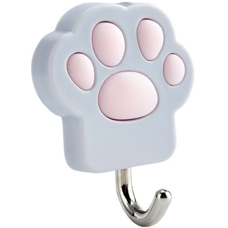 Lot de 3 crochets autocollants en forme de griffe de chat – Patère murale, sac à serviettes, porte-clés, cuillère de cuisine, spatule de salle de bain, salon, porte de plafond（gris clair）