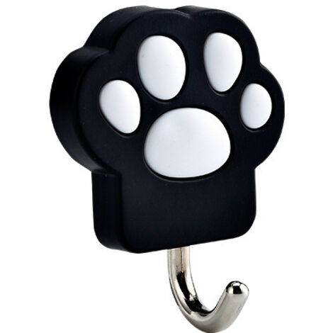 Lot de 3 crochets autocollants en forme de griffe de chat – Patère murale, sac à serviettes, porte-clés, cuillère de cuisine, spatule de salle de bain, salon, porte de plafond（noir）