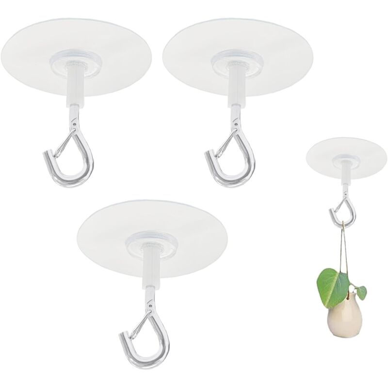 Lot de 3 crochets de plafond adhésifs très résistants pour suspendre des plantes, des mangeoires à oiseaux, des carillons éoliens, des lanternes, des