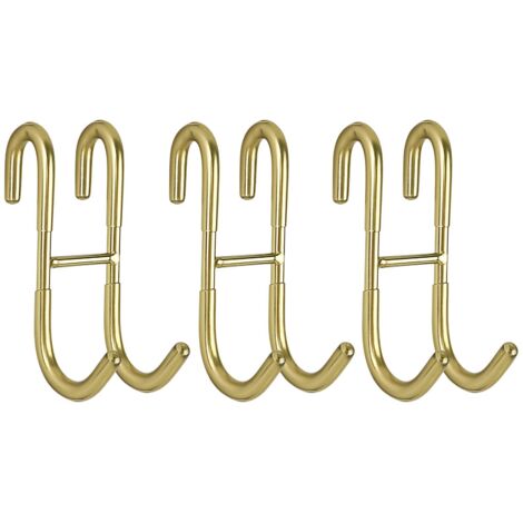 Lot de 3 crochets de porte de douche pour porte de salle de bain en verre sans cadre, crochets pour serviette, crochets de raclette de douche, doré
