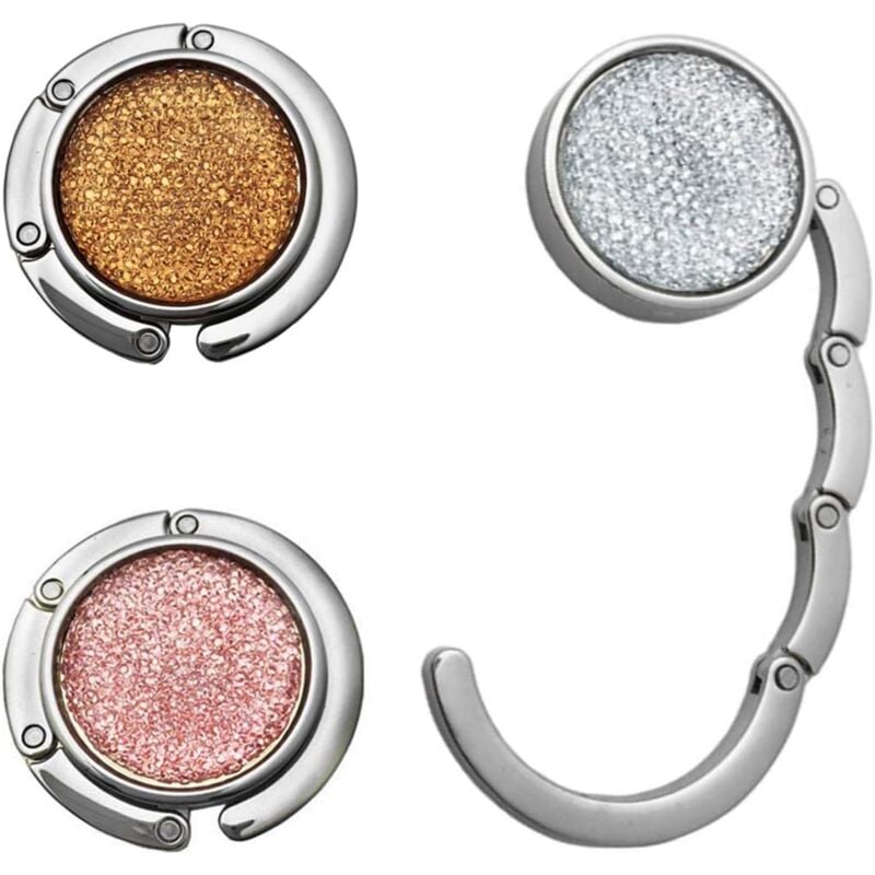 Lot de 3 crochets de suspension pliables pour sac à main, crochets de suspension pliables en métal pour sac à main