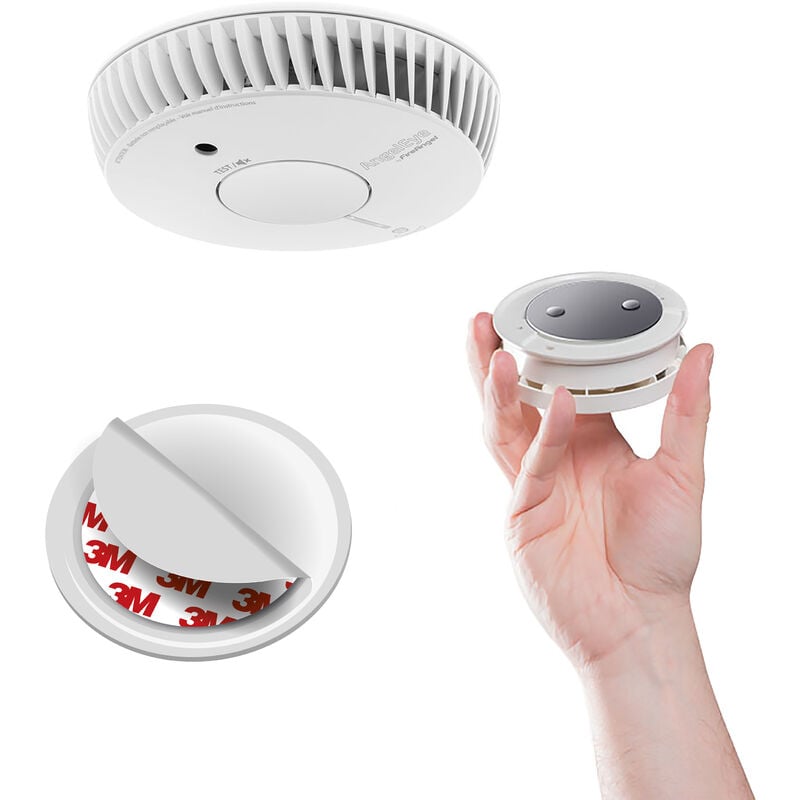 Angeleye - Lot de 3 détecteurs de fumée nf autonomie 5ans-garantie 10 ans + 3 supports aimantés