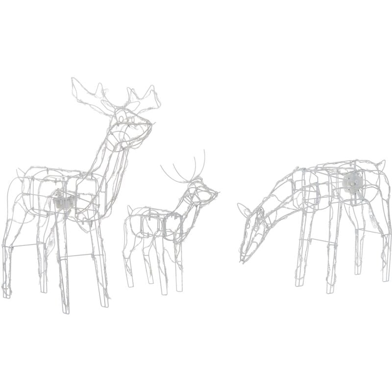 Beliani - Ensemble de 3 Rennes Animés Électriques led Pour Extérieur En Acier Blanc Mikkeli