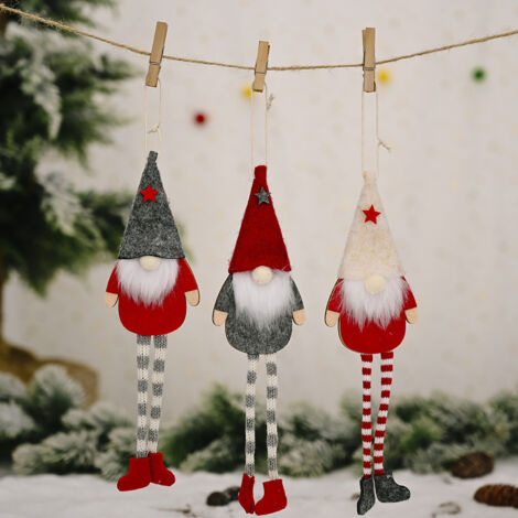 Lot de 3 décorations pour sapin de Noël, gnomes à suspendre