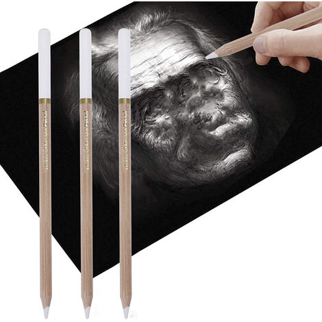 Lot de 3 dessins au fusain blanc surligné croquis au crayon croquis fusain blanc
