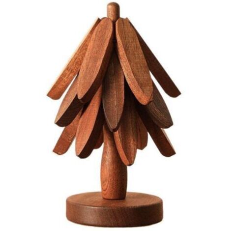 Lot de 3 dessous de plat en bois massif – Réutilisables pour plats chauds – Forme d'arbre pliable – Protection thermique efficace