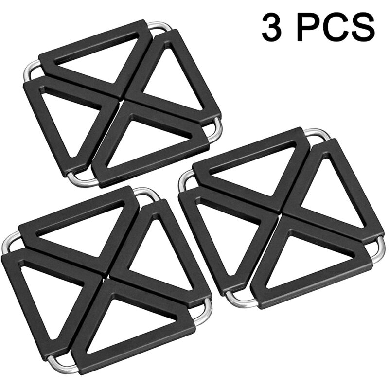 Lot de 3 dessous de plat extensibles silicone + inox, résistants chaleur, antiadhésifs