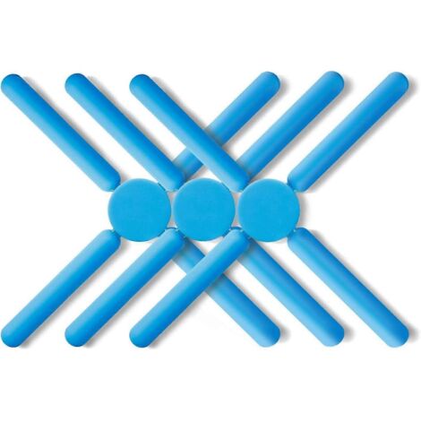 Lot de 3 dessous de plat pliables bleus en silicone, antidérapants et compacts.