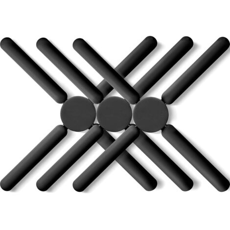 Lot de 3 dessous de plat pliables en silicone antidérapants, pliables, compacts et extensibles, noirs