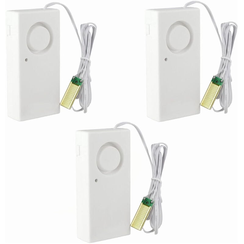 Roleader - Lot de 3 détecteurs de Fuite d'eau pour sous-Sol 120 db Fonctionne Seul à Piles Blanc
