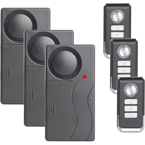 Lot de 3 détecteurs de mouvement anti-vol 110 dB - Sensibilité forte - Réglable - Système de sécurité pour porte, fenêtre, vélo, moto, maison
