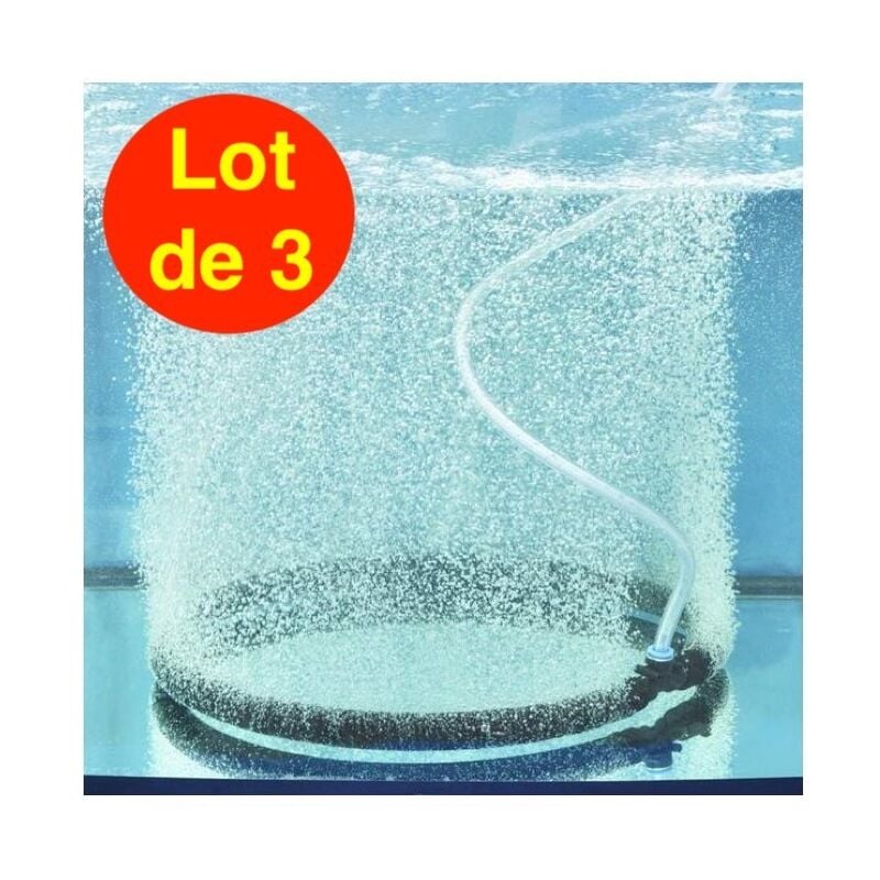 Lot de 3 Diffuseurs D'Air Poreux 70 cm Pour Bassins De Jardin + Tuyau. Aération optimale du bassin - Noir