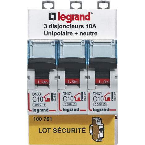Lot de 3 disjoncteurs 10A DNX3 Legrand (100761)