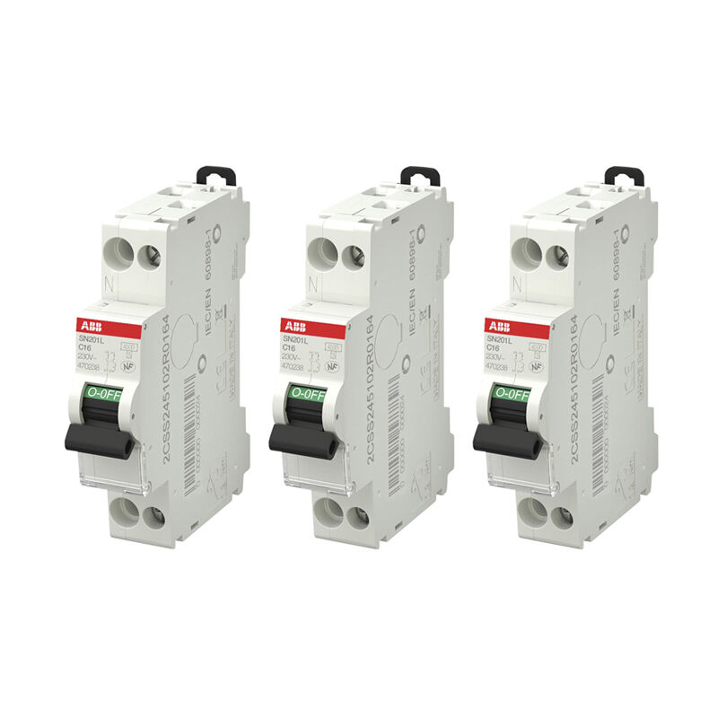 Lot de 3 disjoncteurs Ph+N raccordement Vis 16A-4,5Ka - Courbe c ABB