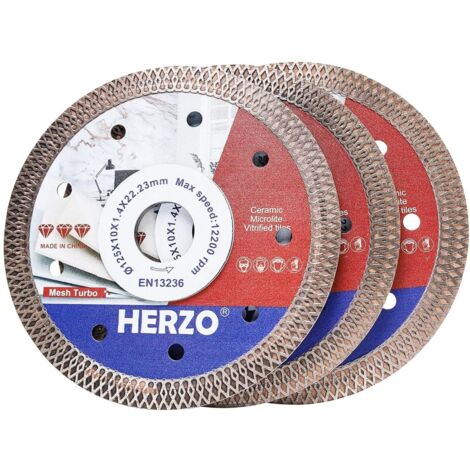 Lot de 3 - Disque Diamant - Meuleuse Angulaire - Coupe Grès Cérame Porcelaine Carrelage - Usage Sec Humide - 125x22,23mm