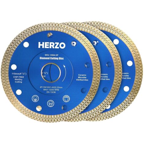 Lot de 3 - Disque Diamant - Meuleuse D'angle - Coupe Carrelage Grès Cérame Porcelaine - Bord Turbo Refroidissement - Pour Carreleur Bricoleur - Argent - 115x22,23mm