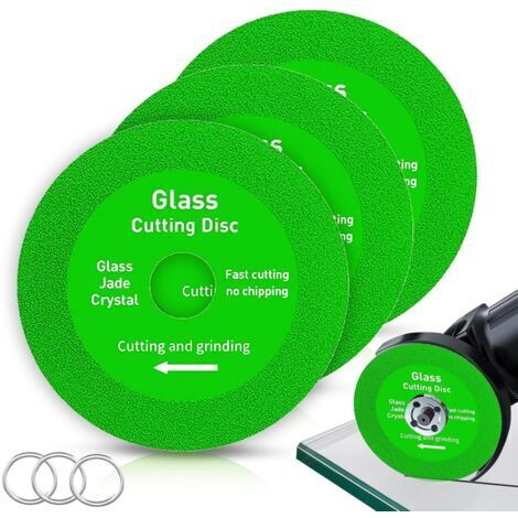 Lot de 3 disques de coupe pour verre, disques de meulage pour dalles de roche 100 x 22,23 mm, disques diamantés professionnels pour carreaux de verre, porcelaine, céramique, cristal de jade, lame de
M