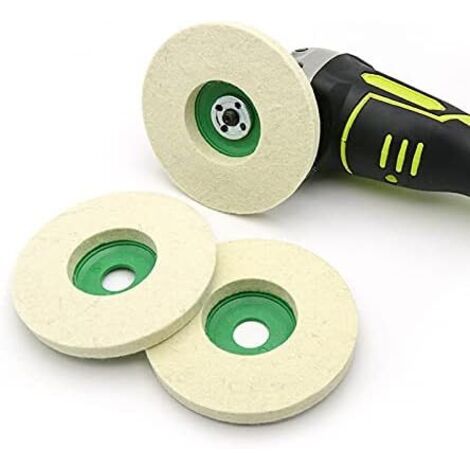 Lot de 3 disques de polissage en feutre de laine 90mm pour meuleuse d'angle（vert）