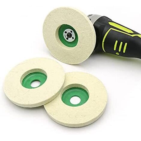 Lot de 3 disques de polissage en feutre de laine 90mm pour meuleuse d'angle（vert）