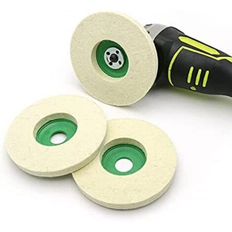 Lot de 3 disques de polissage en feutre de laine 90mm pour meuleuse d'angle（vert）