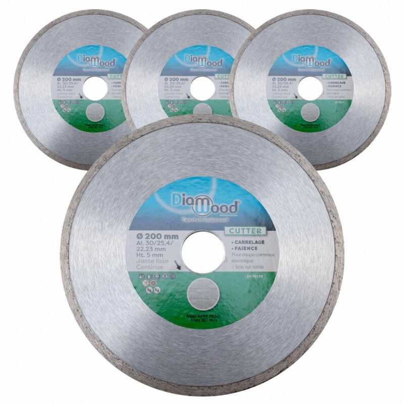 Lot de 3 disques diamant 200 x Al. 30/25,4/22,23 x Ht. 5 mm carrelage, faïence - cutter Diamwood