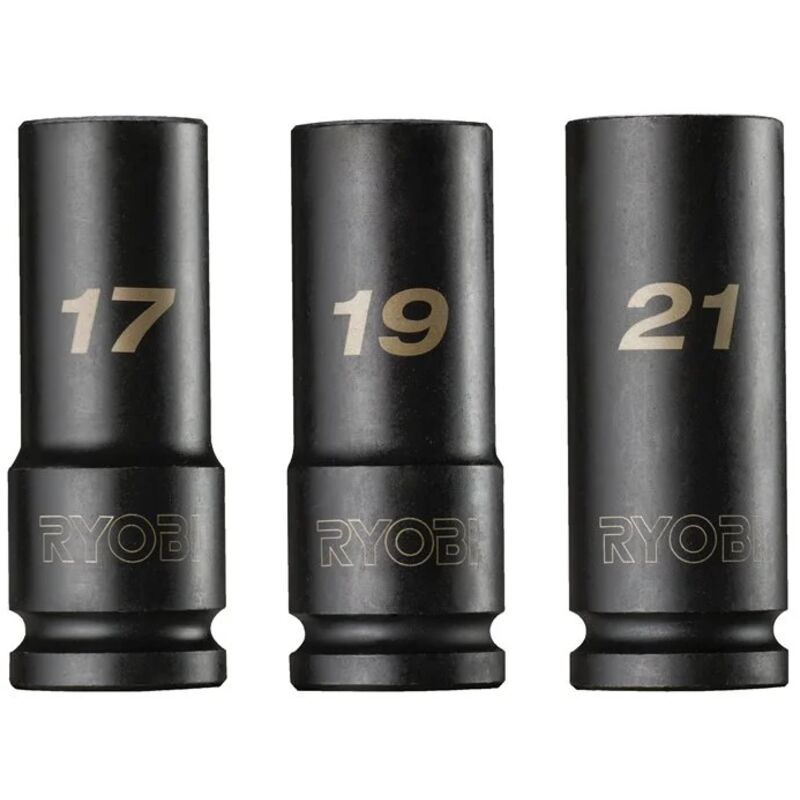 Lot de 3 douilles automobiles carré 12 17 mm / 19 mm / 21 mm RHDIS3PC Ryobi