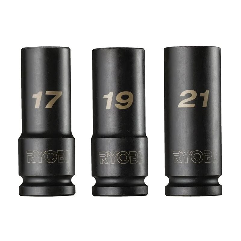 Lot de 3 douilles automobiles - carré 1/2 - 17 mm / 19 mm / 21 mm - RHDIS3PC - Ryobi